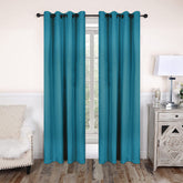 2 Pieces Plain Dyed Back Lining Eyelet Curtains - Zinc